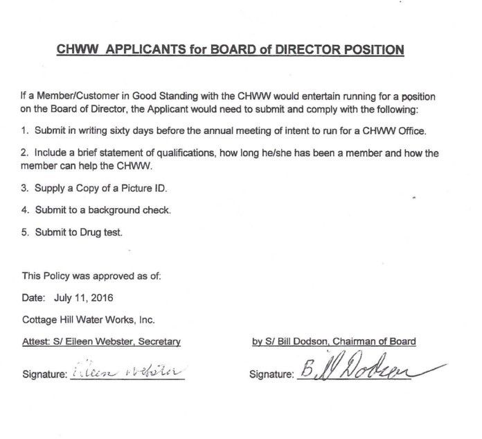Board Member Requirements